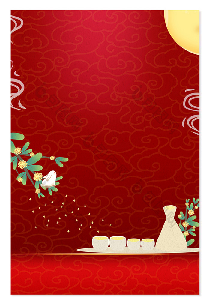 复古中国风红色中秋节背景