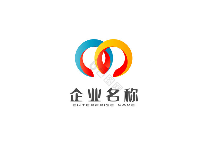 彩色字母M圆环彩带logo图片