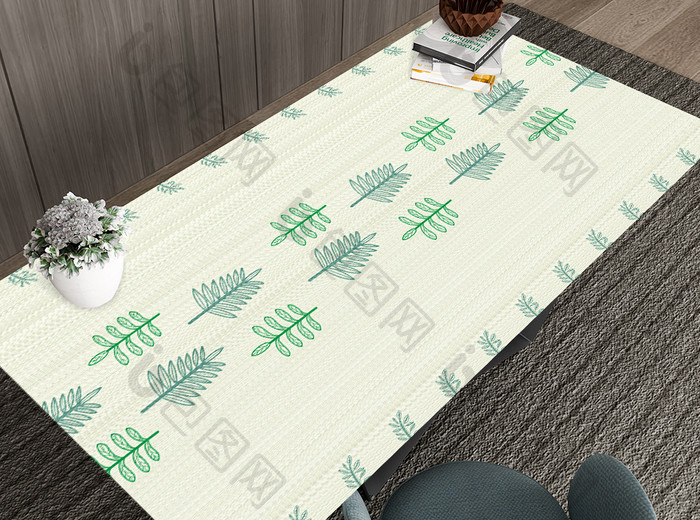 浅绿色卡通叶子小清新桌垫