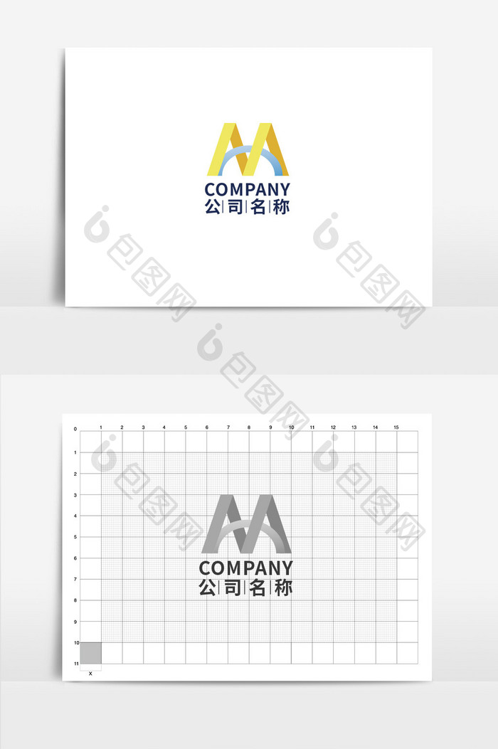 创意双色字母Mlogo设计