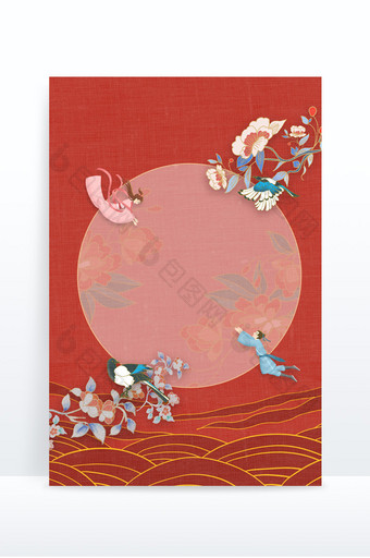 简约中国风刺绣传统节日七夕节背景图片