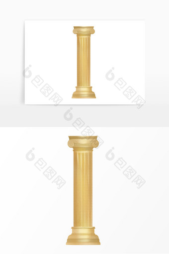 金色罗马柱石膏元素图片
