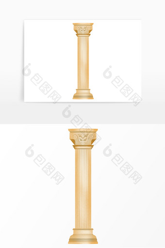 立体金色罗马柱石膏元素图片