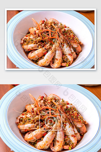 夏季特色美食芥末罗氏虾大虾图片