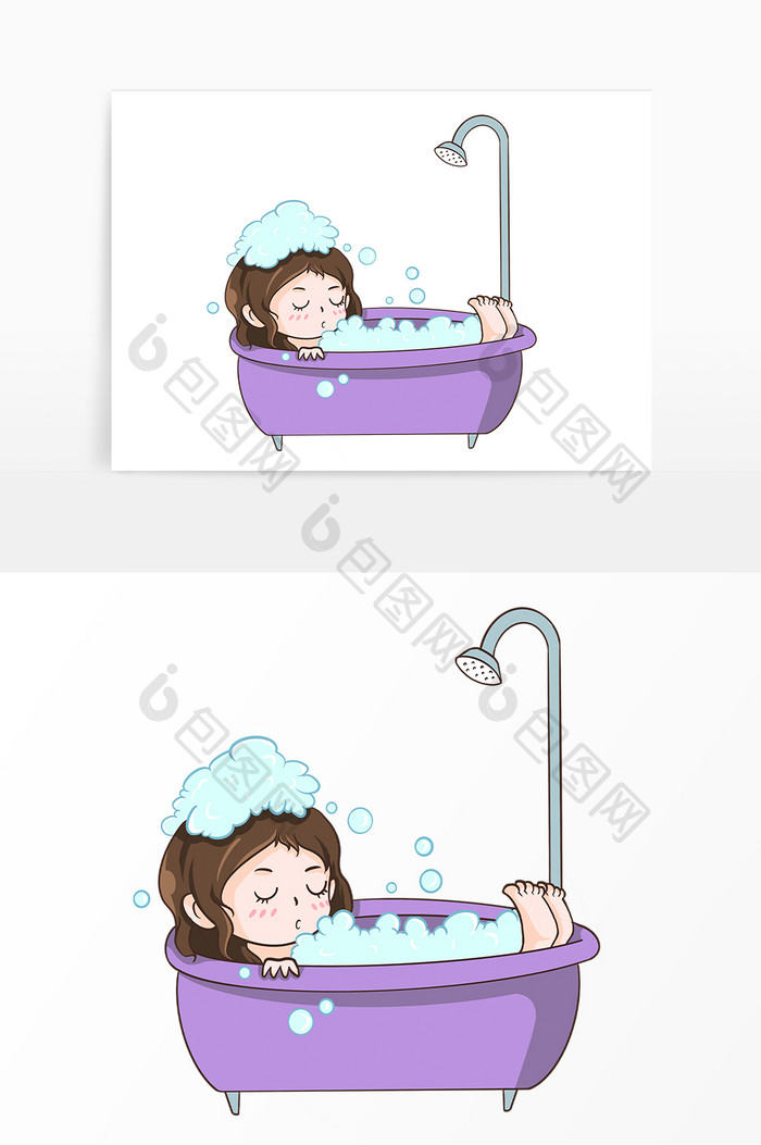 浴缸洗澡泡澡女孩