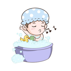 浴盆洗澡唱歌男孩图片