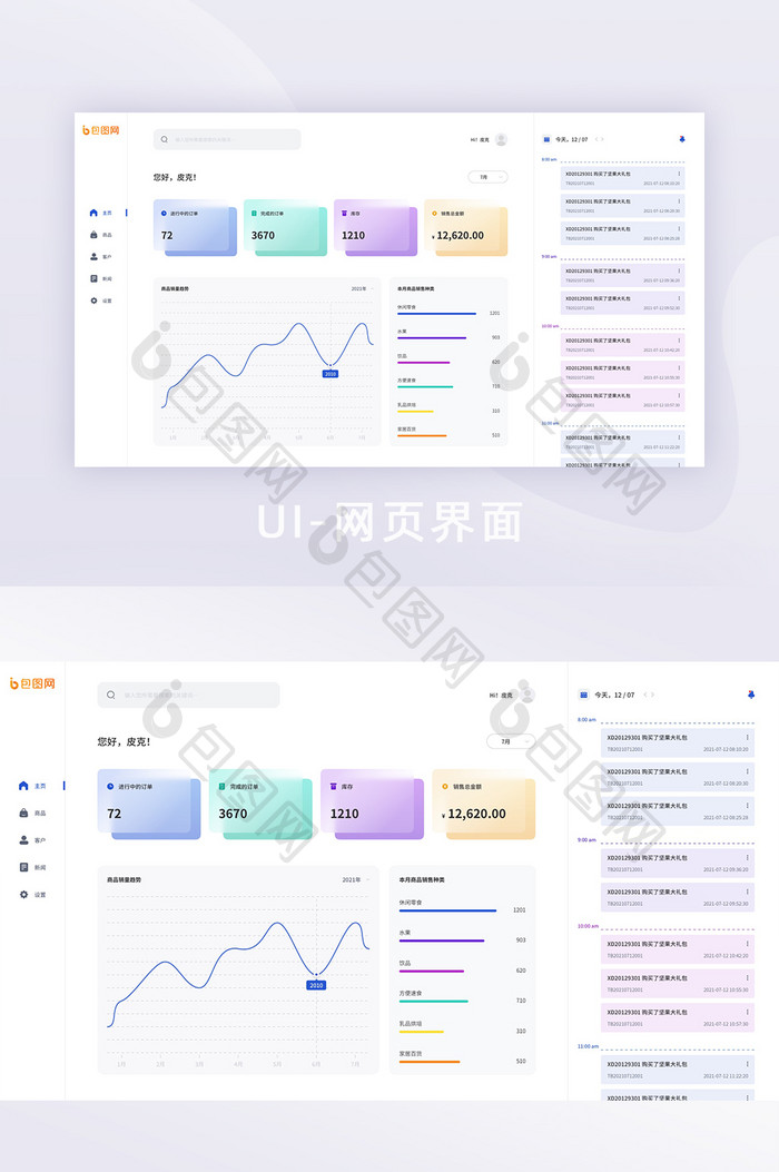 商品管理系统主页WEB界面设计