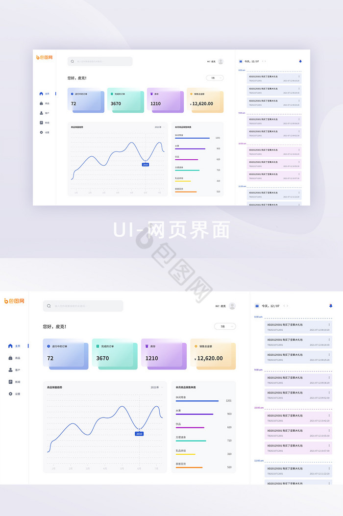 商品管理系统主页WEB界面设计图片