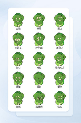 绿色可爱卡通蔬菜大白菜表情icon图标