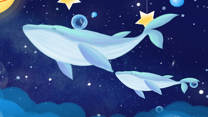 梦幻鲸鱼卡通4K背景视频AE模板