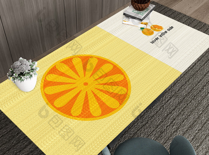 浅黄色卡通橙子桌垫