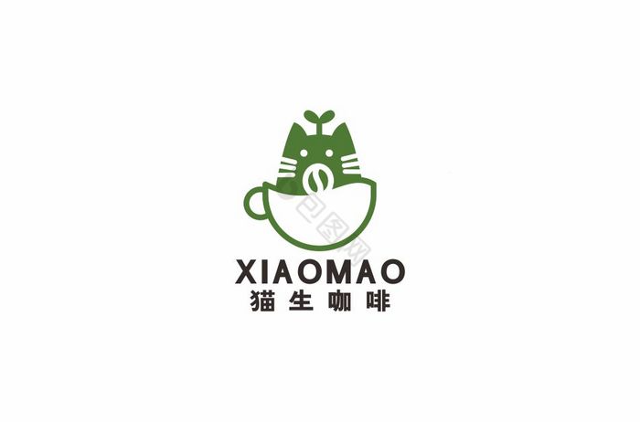 小猫咖啡厅咖啡馆猫咖logo标志vi
