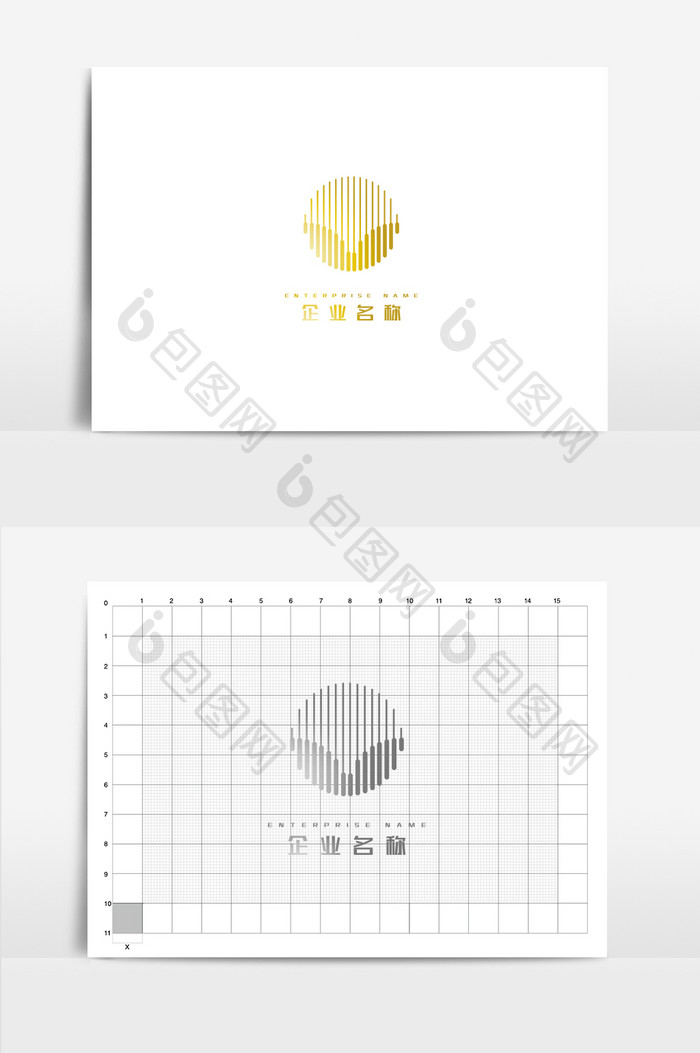 金色金属线条圆形简约古典优雅logo