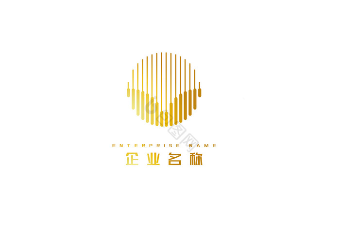 金色金属线条圆形优雅logo图片