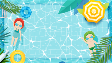 卡通蓝色夏季水池游泳清凉水面背景视频