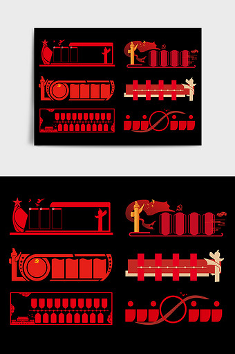 红色党建简洁大气创意文化墙边框图片