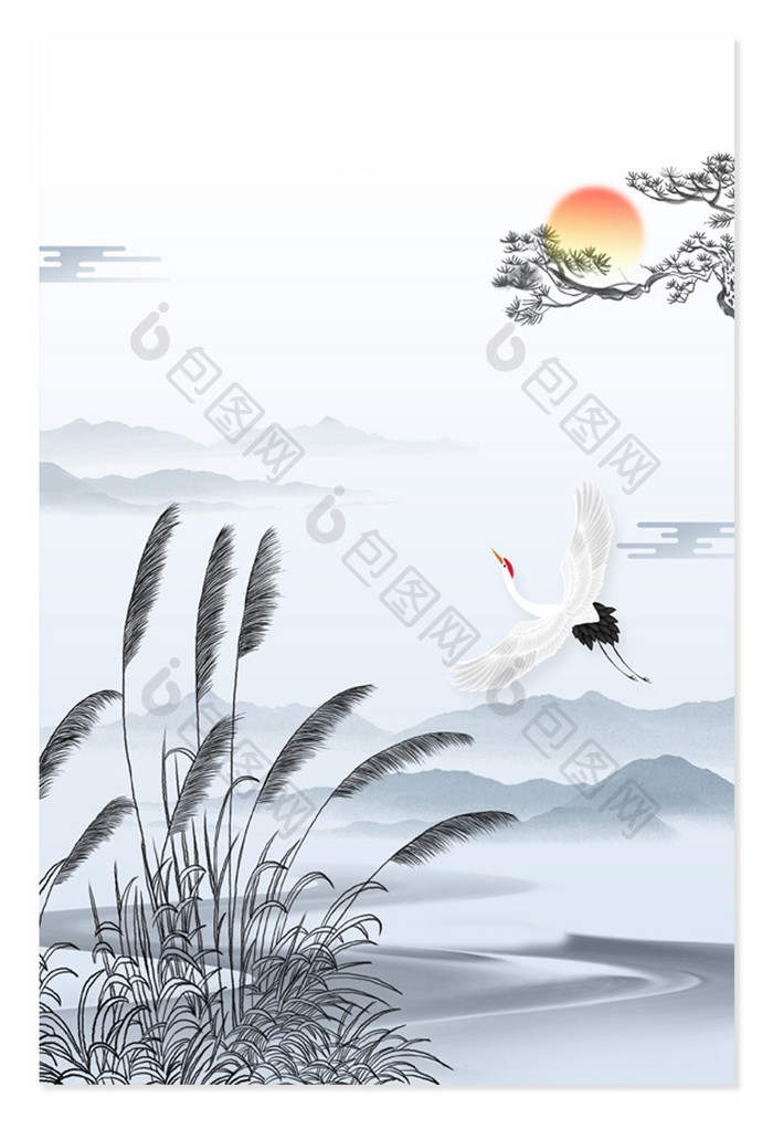 水墨中国风传统节气白露背景