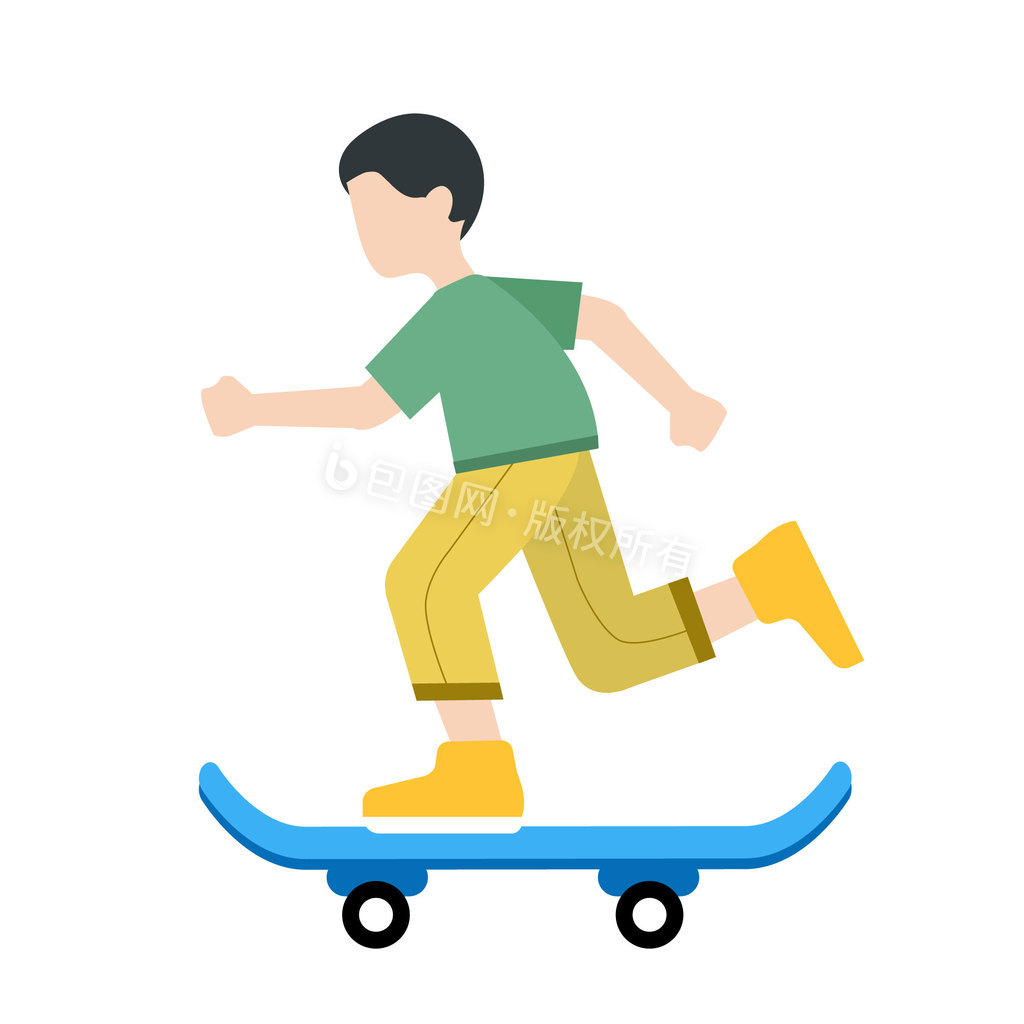 扁平风运动年轻男孩滑滑板动图GIF图片