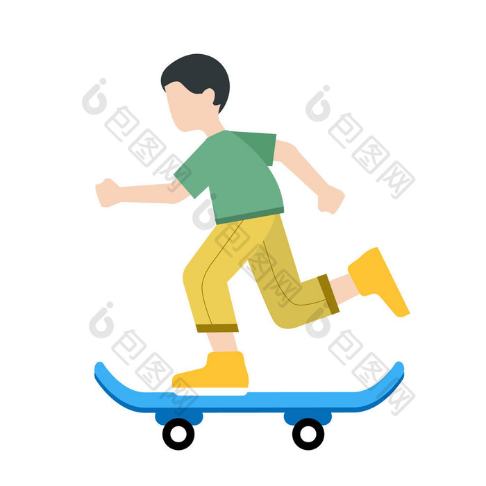 扁平风运动年轻男孩滑滑板动图GIF