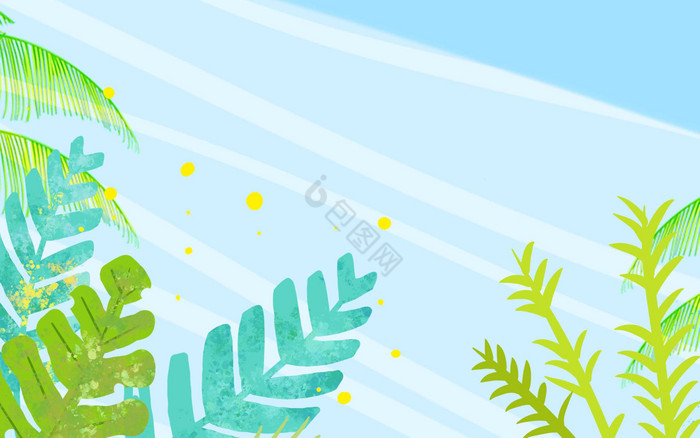热带植物插画植物风格背景墙图片