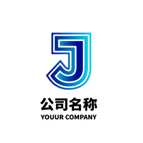 J字母logo蓝色logo设计