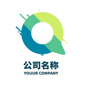 q字母Q设计绿色拼接logo