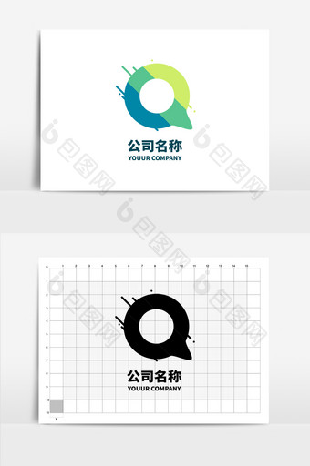 q字母Q设计绿色拼接logo图片