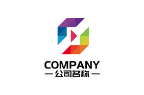 三角元素组合彩虹色通用logo