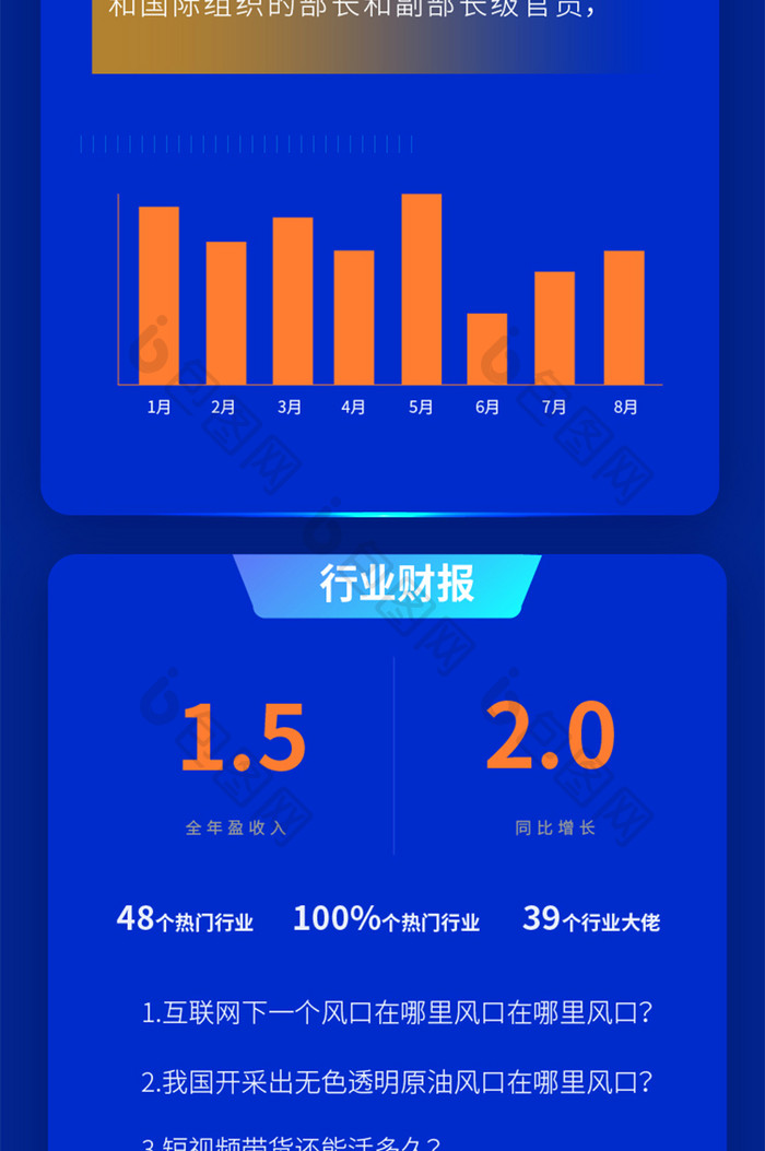 蓝色炫酷科技行业营收报告详情长图