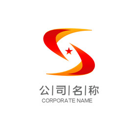 橙红色质感字母S五角星金融商务LOGO