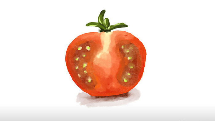 水彩写实美食食物类蔬菜类番茄mg动画