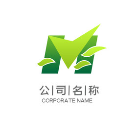 蓝色高端字母M树叶农林牧渔logo