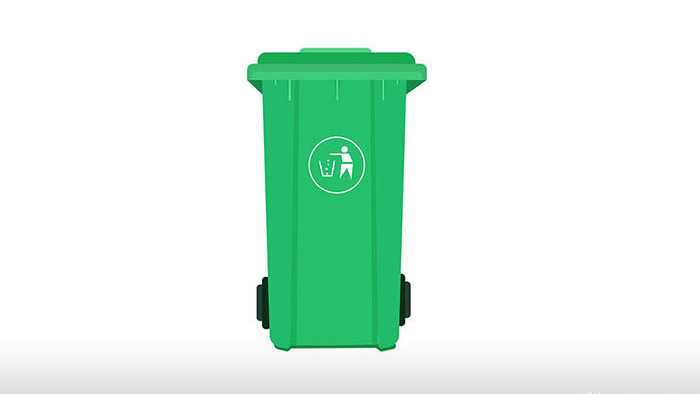 易用写实类mg动画清扫用具类绿色大垃圾桶