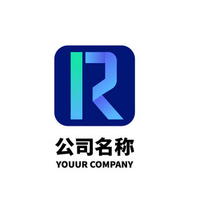 R字母r形状渐变ogo