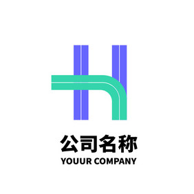 h字母撞色logo