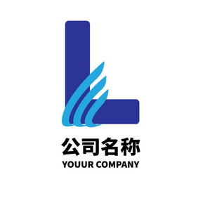 L字母蓝色条纹logo