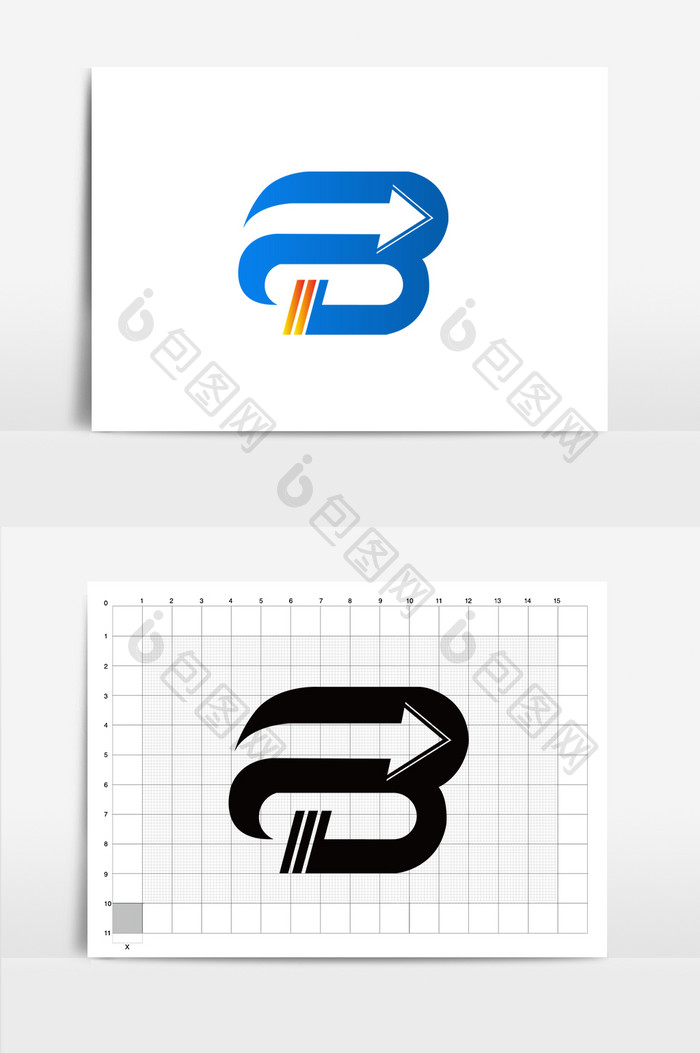 英文字母B蓝色渐变logo设计
