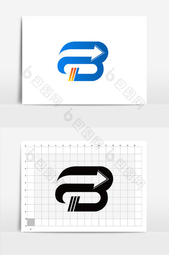 英文字母B蓝色渐变logo设计图片