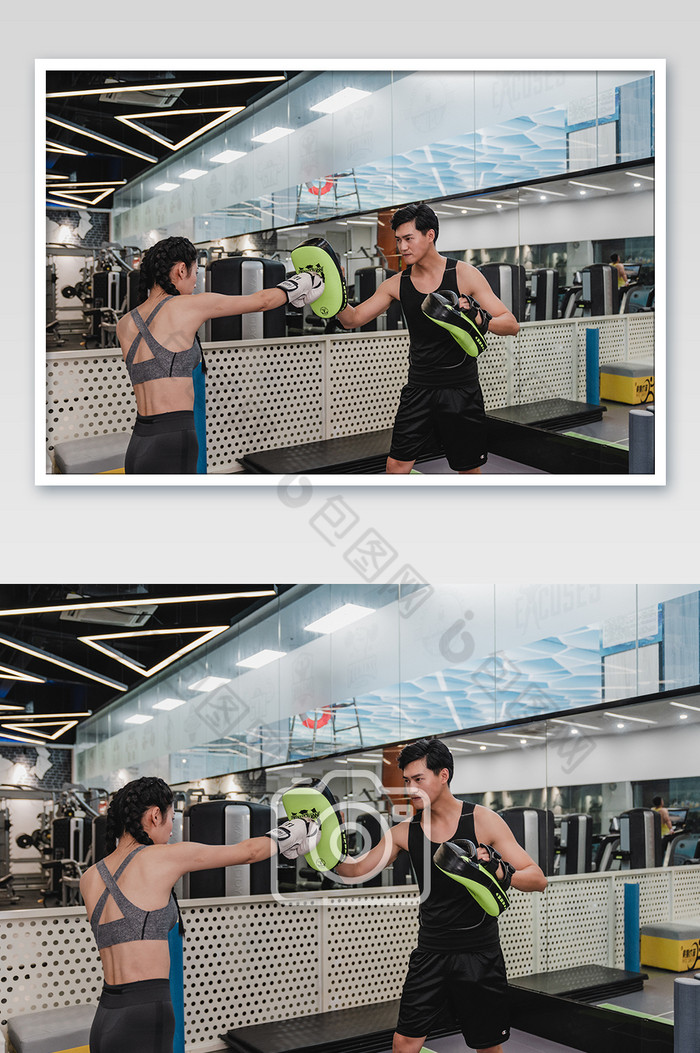 男女生拳击练习摄影图片图片