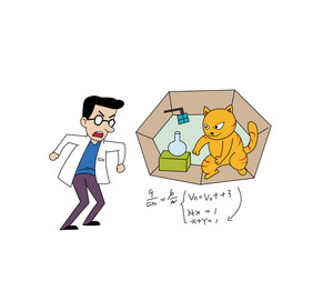 薛定谔的猫科学物理科学家量子力学试验漫画