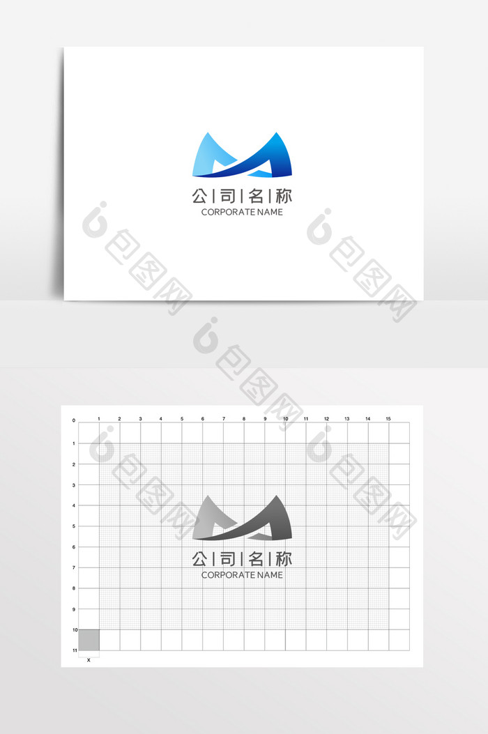 字母M公司企业建筑LOGO标志VI科技