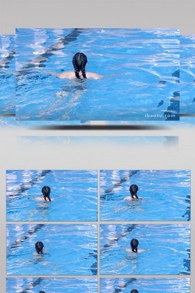 游泳馆游泳的女生背影实拍