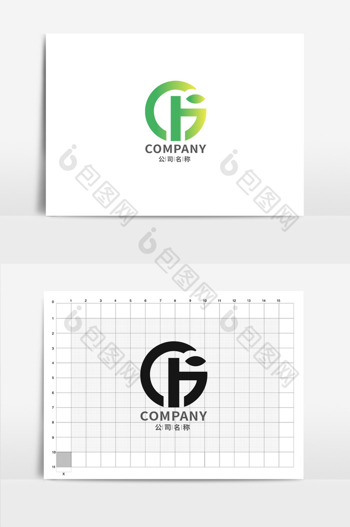 字母GF形状纯字母g和f单字母logo