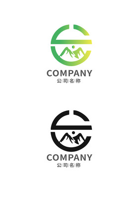 绿色简约山脉旅游类通用logo