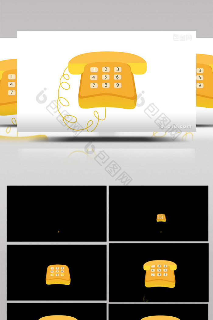 易用卡通类mg动画数码科技类黄色座机电话
