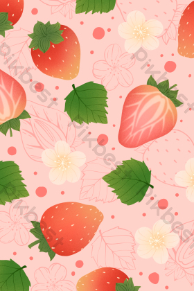 草莓水果ins风花朵插画图片