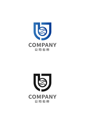 字母U形状纯字母b单字母logo