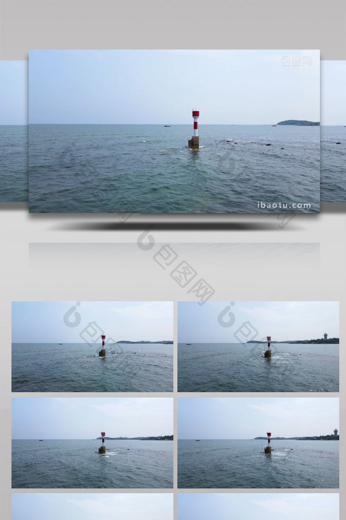 广西北部湾大海灯塔海水4K航拍
