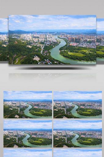 广西百色城市右江风景4K航拍图片