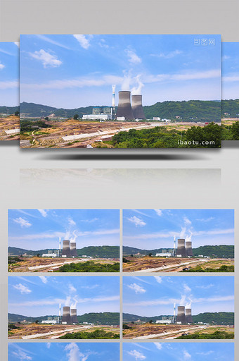 工业风工厂烟囱特写4K航拍图片